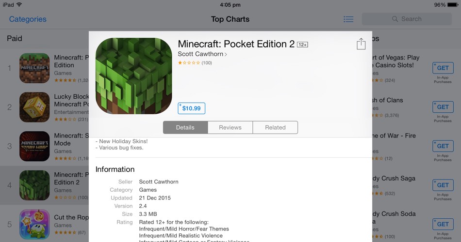 Minecraft Pocket Edition 2 Scam