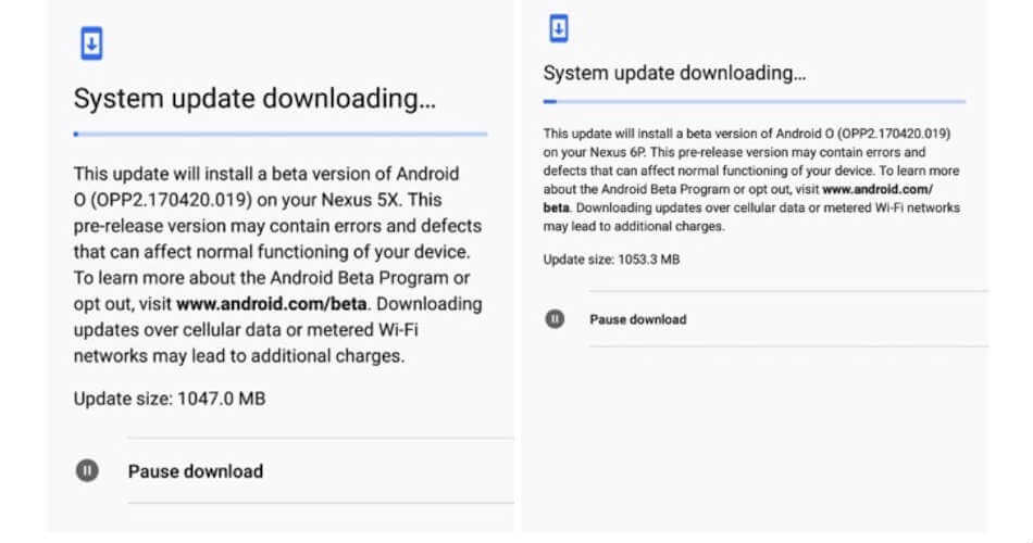 android o developer preview pause download
