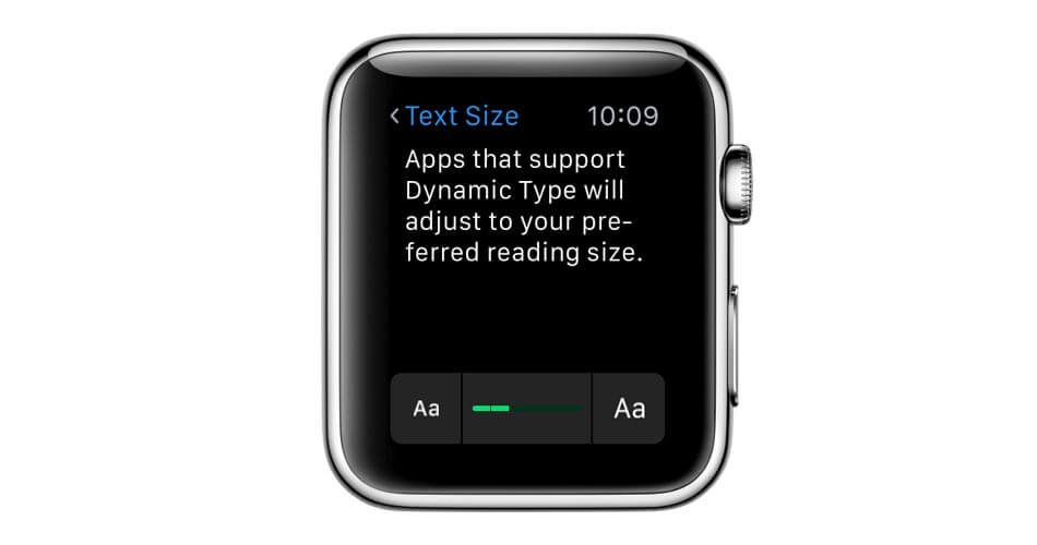 apple watch change text size