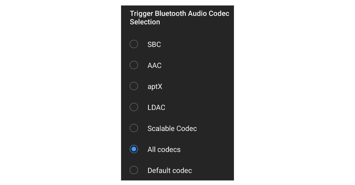 samsung bluetooth sound codec setting
