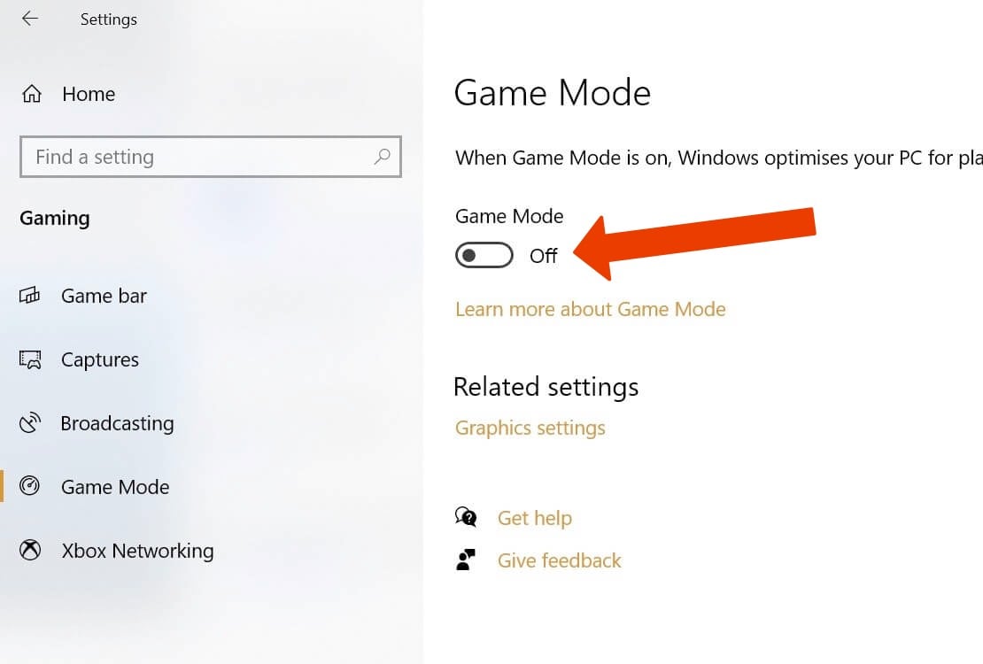 windows 10 game mode installning sla av off