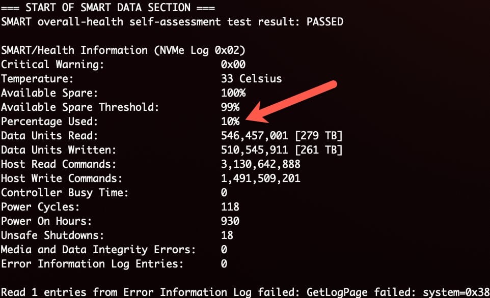 apple m1 ssd status smartmontools