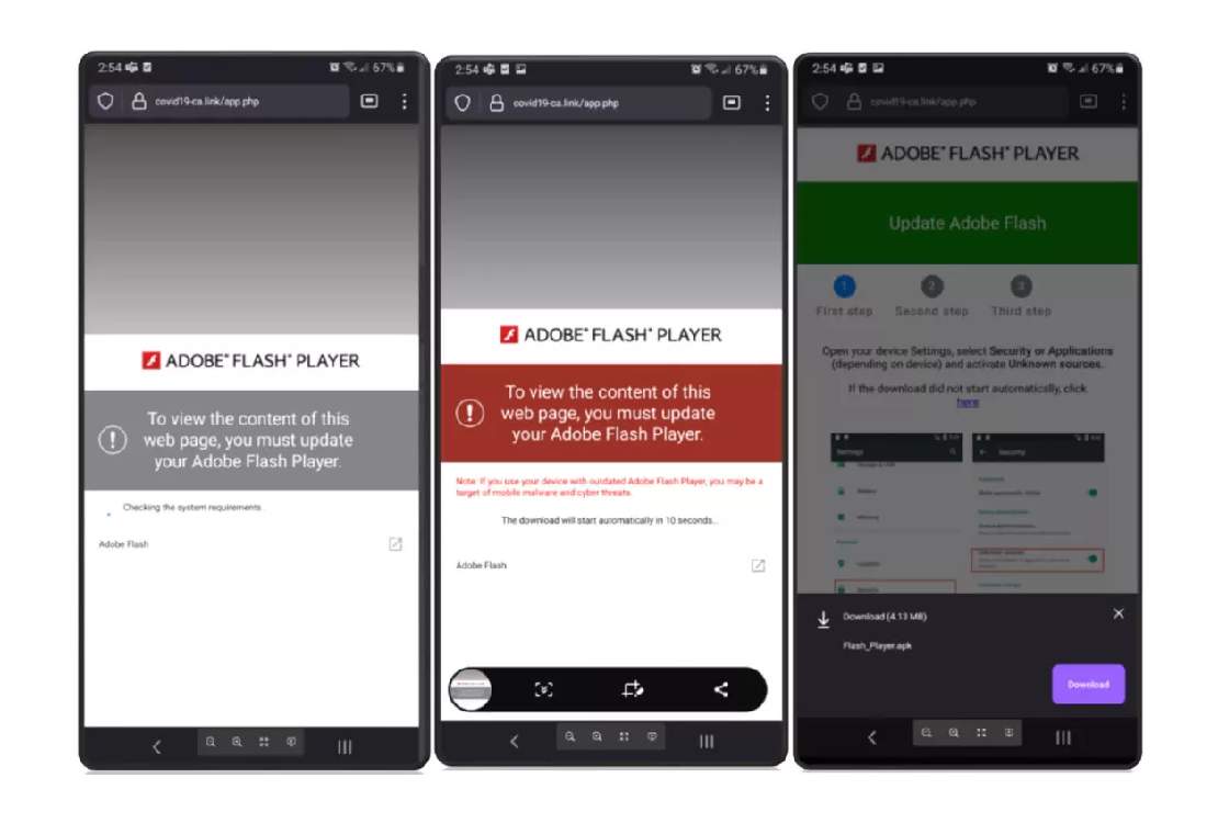 adobe flash player android malware attack 2021