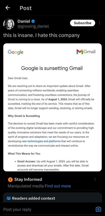 google gmail stangs ner rykte 2024