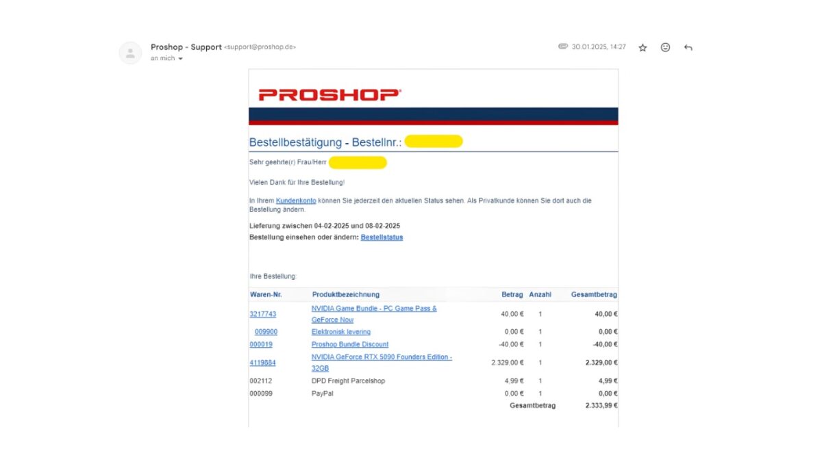 proshop rtx 5090 german prepurchased scalper